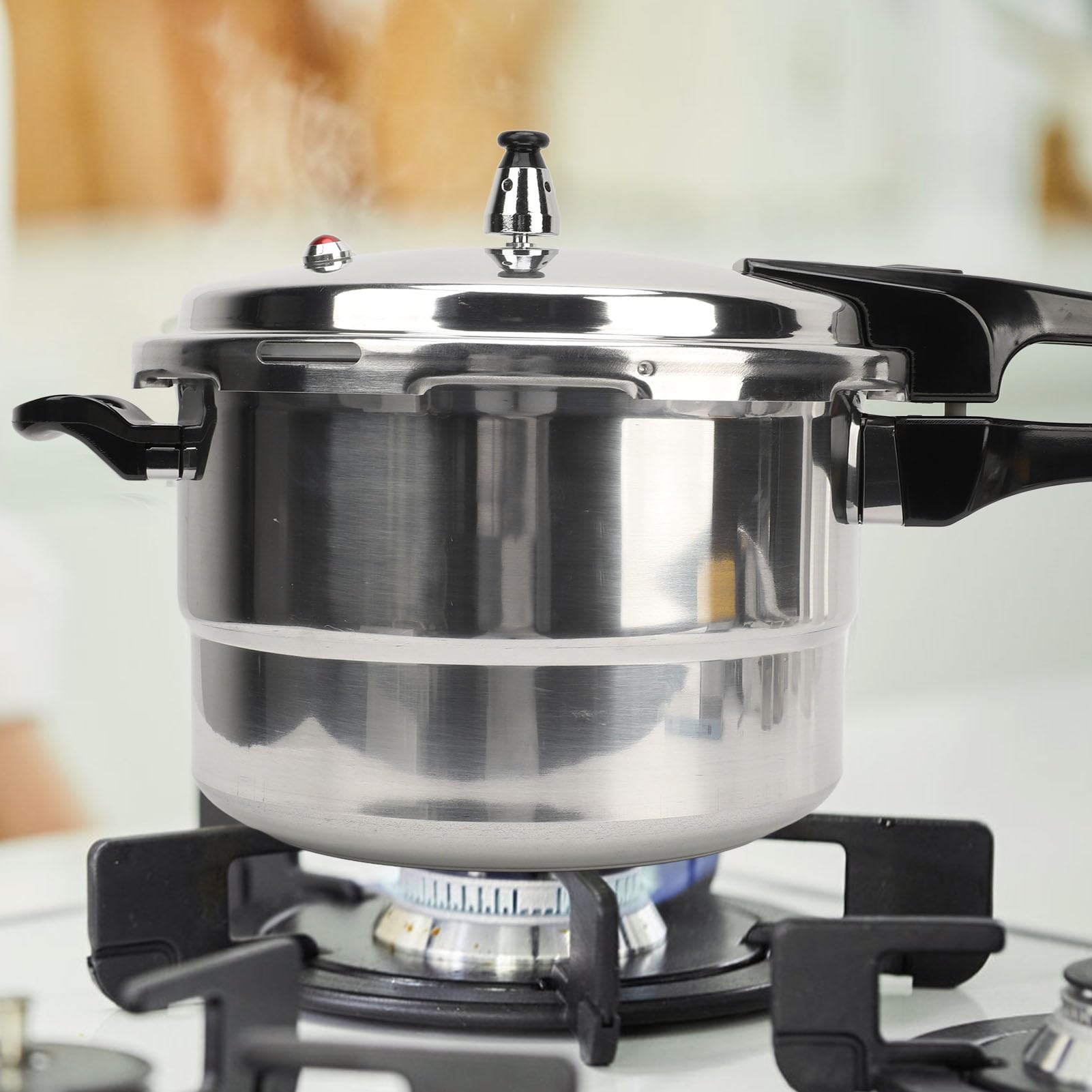 Stainless Steel Pressure Cooker, Kitchen Pressure Cooker for Induction and Stove Top, Pressure Canner with Safety Valves and Steaming Plate, Pressure Cooker for Porridge, Noodles