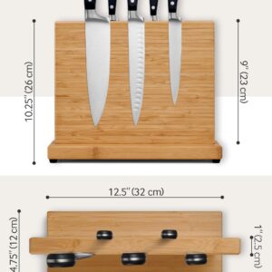 LARHN Magnetic Knife Block - Powerful Double-Sided Wooden Magnetic Knife Holder for up to 9″ Knives - Supplied as Empty Knife Block Without Knives