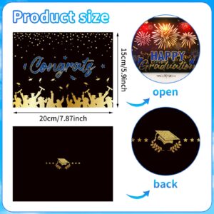 ReliThick 2024 Graduation Fireworks 3D Pop Up Greeting Card Congrats Grad Card Congratulations Personalized Gift Class Of 2024 for High School College University PHD Graduates (Blue and Gold)