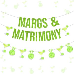 kreat4joy margs and matrimony bachelorette decorations banner, margarita bachelorette party decorations, lemon cocktail banner garland for mexican fiesta cactus bridal shower wedding engagement