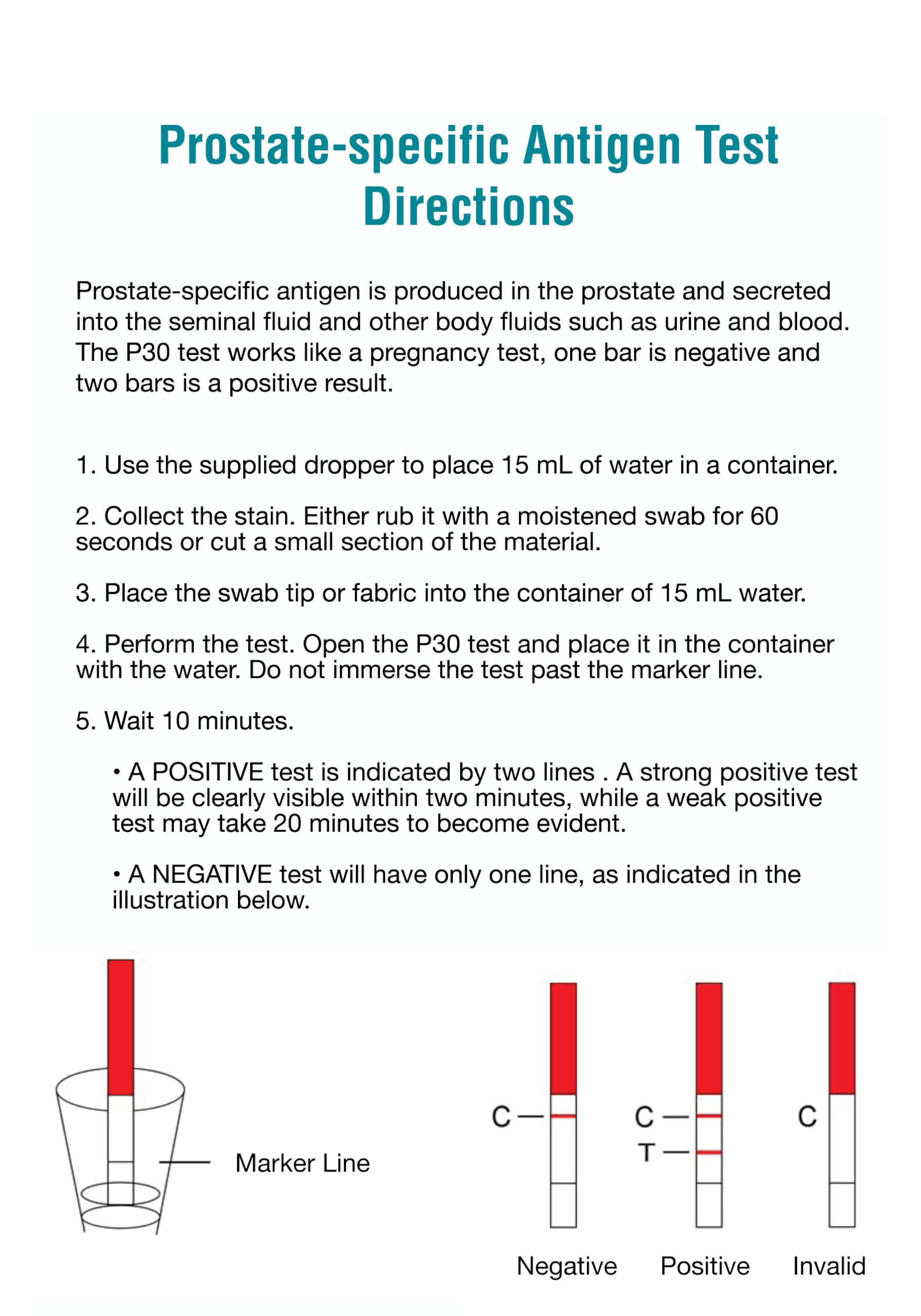 Semen Detection Test - P30 Antigen - Includes Supplies and Directions to Perform A Single Test - Used in Forensic Science Labs