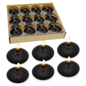 black floating candles for cylinder vases, 24 pack 2 inches water tealight candles for halloween dinner party holiday decoration