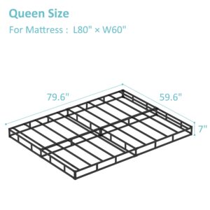 Upcanso 7 Inch Box Spring for Queen Bed Bed Base, Low Profile Metal Queen Box Spring with Fabric Cover, 3000 Lbs Max Weight Capacity Mattress Foundation, Noise-Free, Easy Assembly