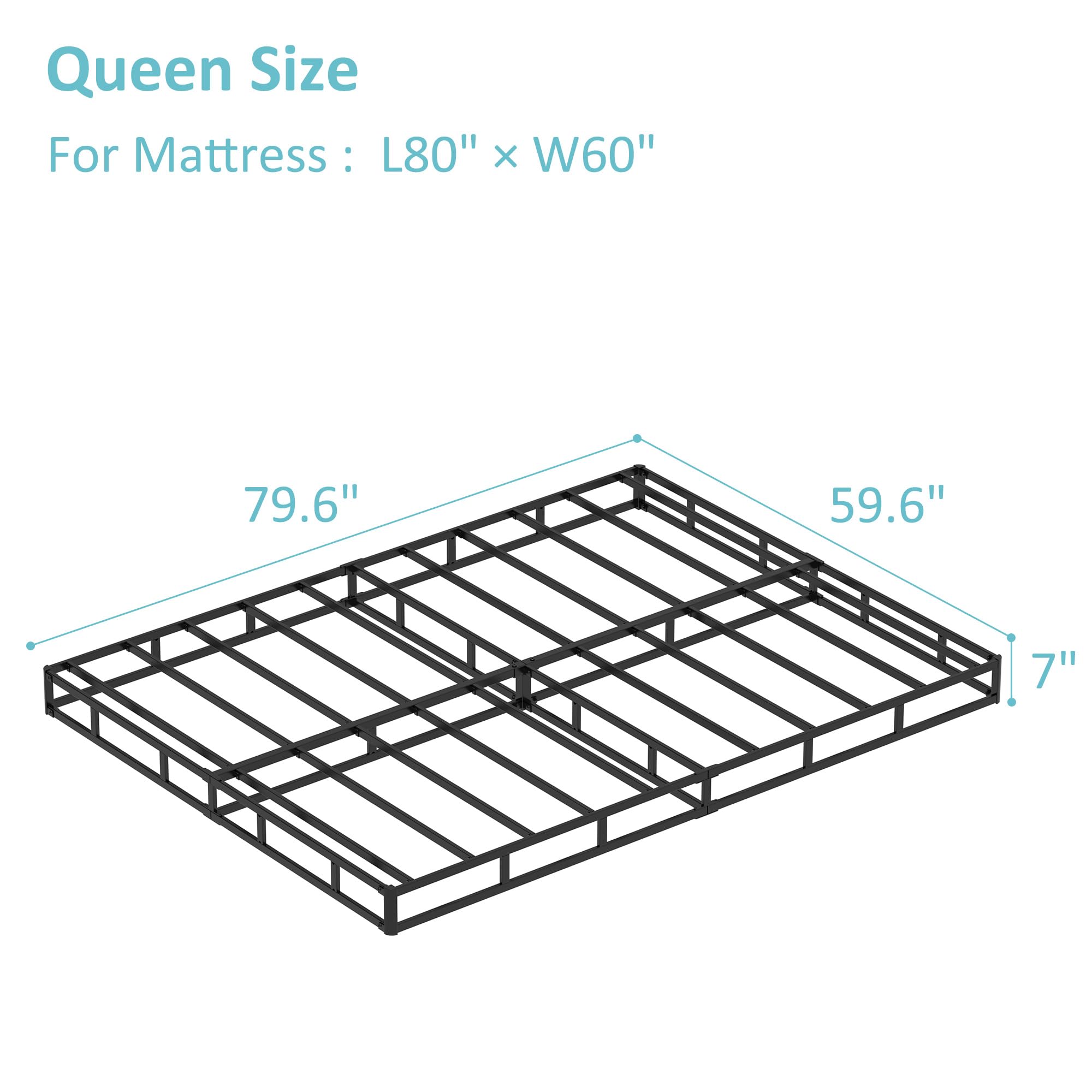 Upcanso 7 Inch Box Spring for Queen Bed Bed Base, Low Profile Metal Queen Box Spring with Fabric Cover, 3000 Lbs Max Weight Capacity Mattress Foundation, Noise-Free, Easy Assembly