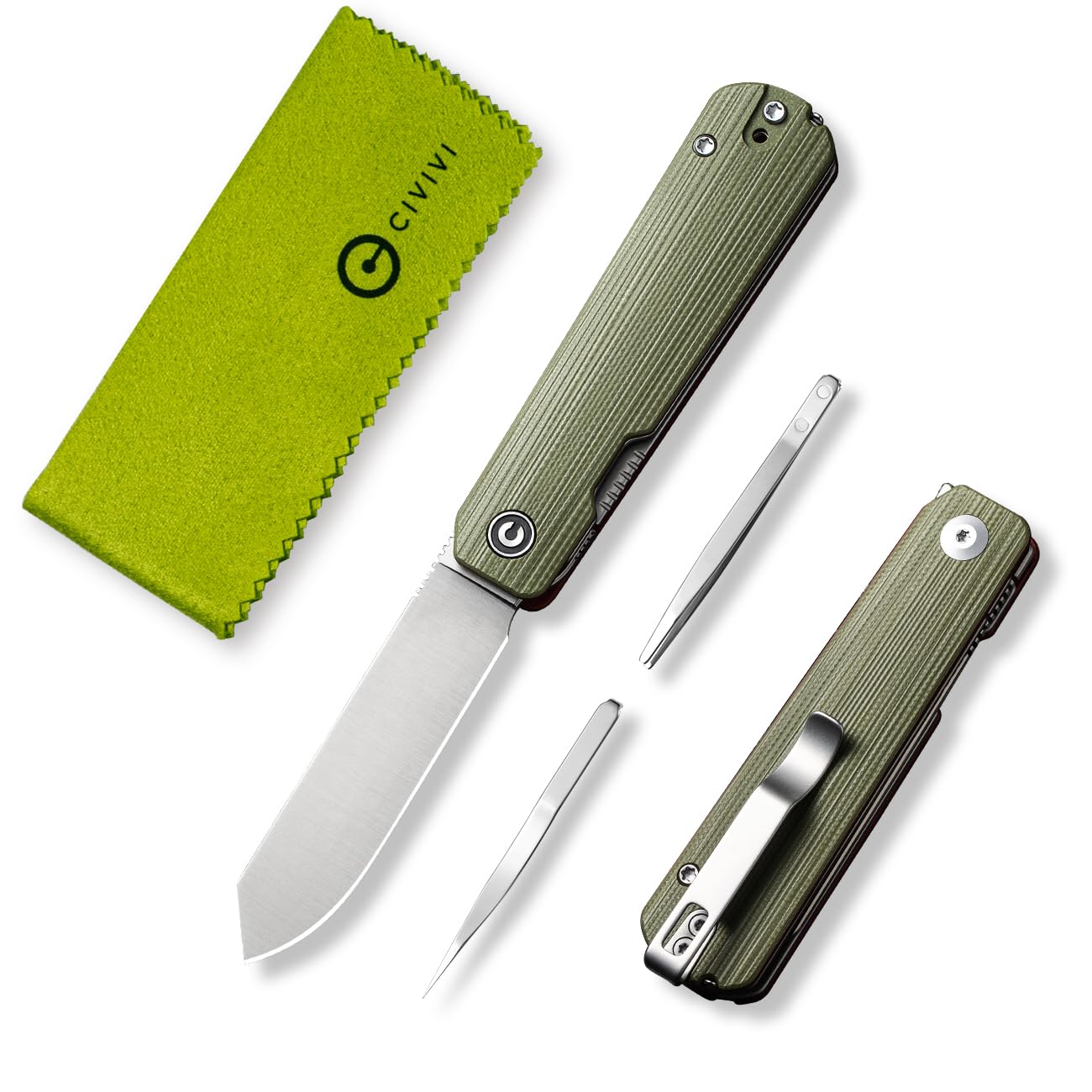 CIVIVI Sendy 3 In 1 Multitool Pocket Knife With Tweezers and Toothpick, Ben Petersen designed Folding Knife for EDC Camping Daily Use, Perfect Gifts for Men Women C21004B-1