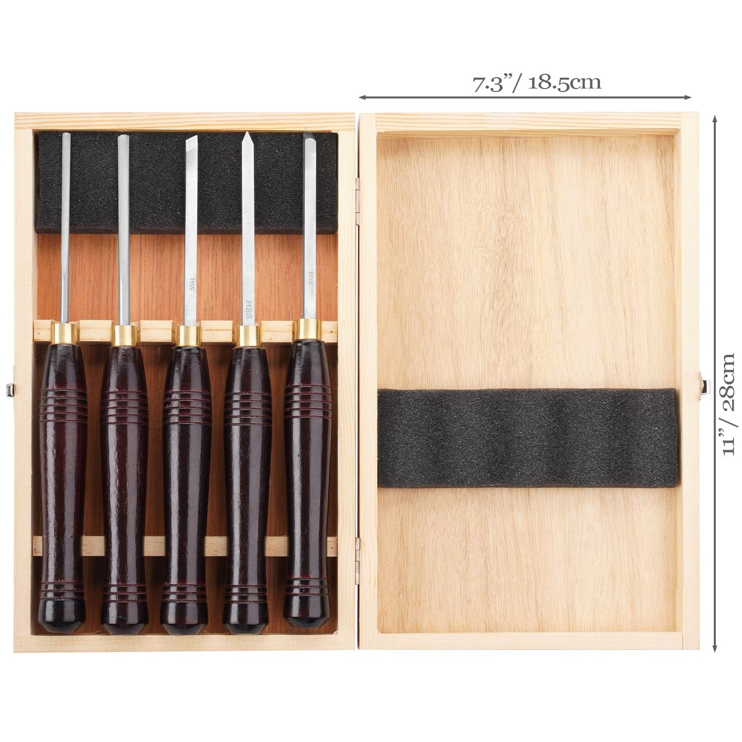 Urbansential Woodworking HSS Wood Turning Tools Lathe Chisel Set of 5 pcs Mini with Wooden Box, Ideal for Pen Turning and Small Projects