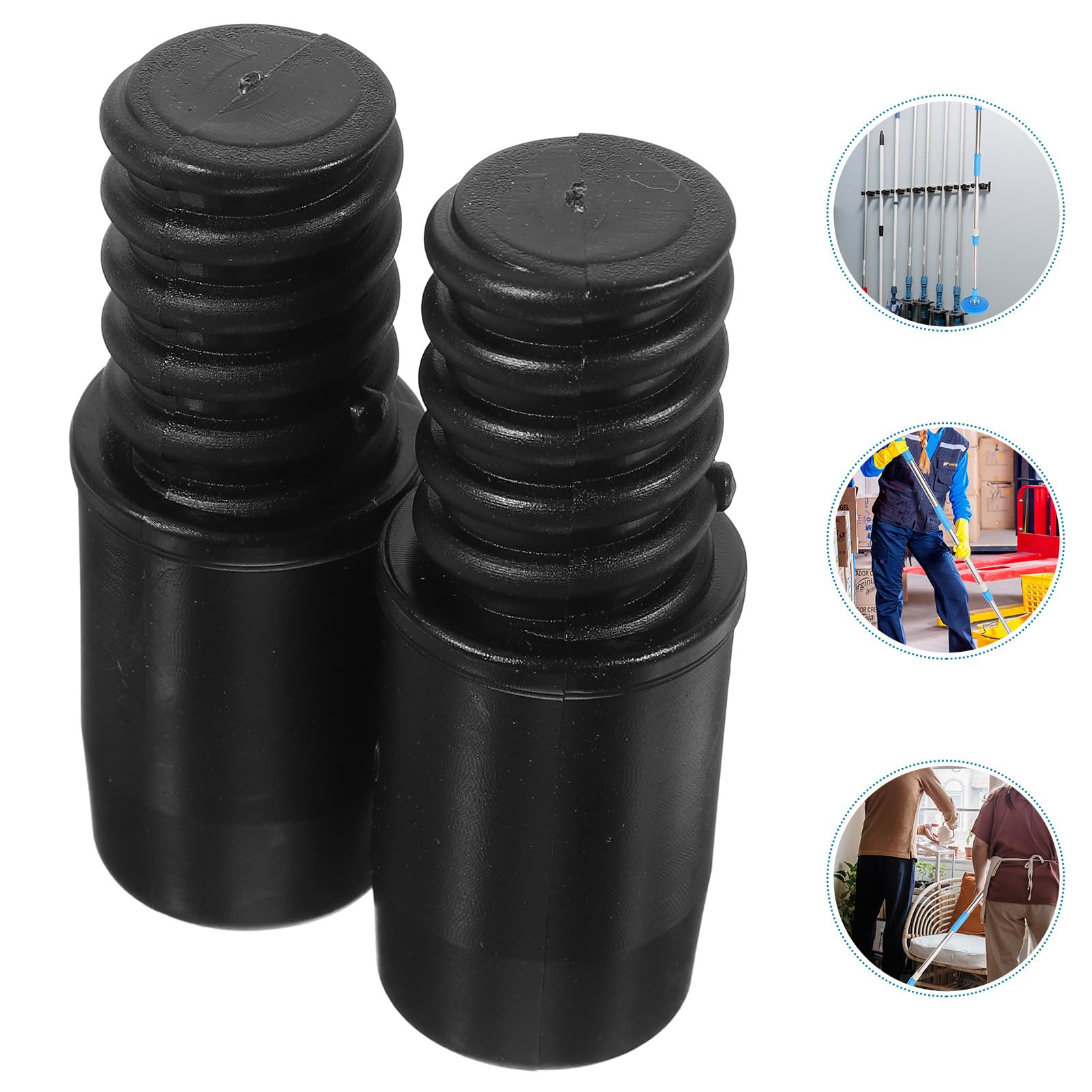 WOFASHPURET 2pcs Push Broom Handle Adapter Threaded Tip Repair Replacement Extension Pole Adapter Extension Pole Tips Broom Handle Tips Telescoping Pole Broom Stick Pole Tip Mop Plastic Metal