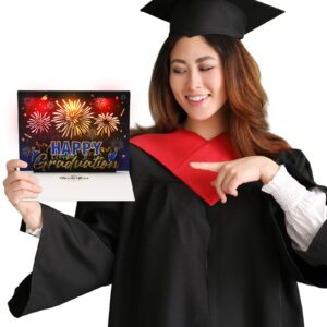 ReliThick 2024 Graduation Fireworks 3D Pop Up Greeting Card Congrats Grad Card Congratulations Personalized Gift Class Of 2024 for High School College University PHD Graduates (Blue and Gold)