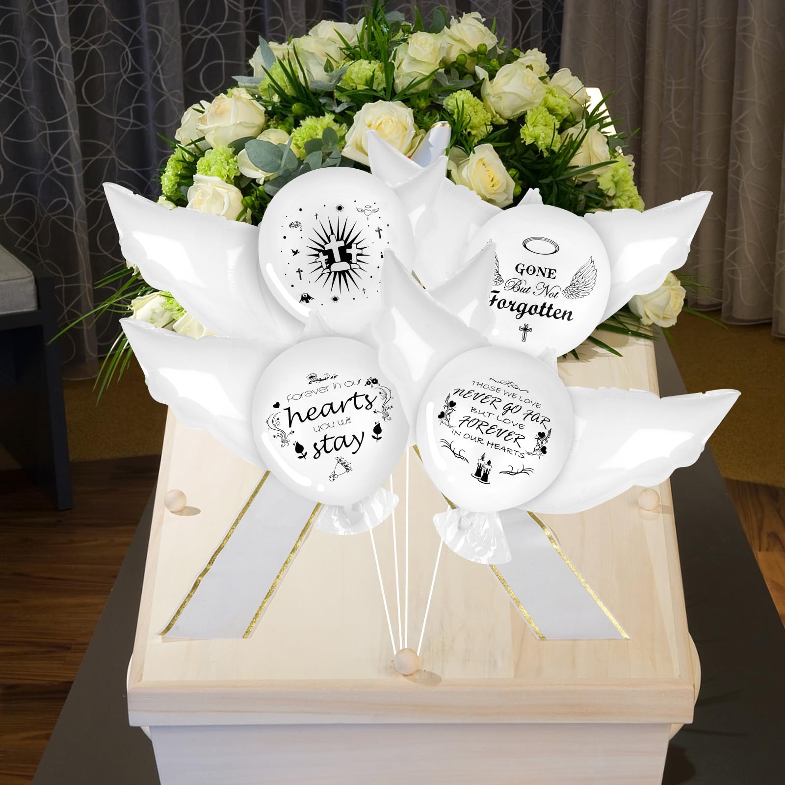 4PCS White Dove Balloons and 35PCS Memorial Balloons to Release in Sky Biodegradable Balloons for Release Happy Heavenly Birthday Balloon for Condolence, Funeral, Anniversary, Remembrance Services