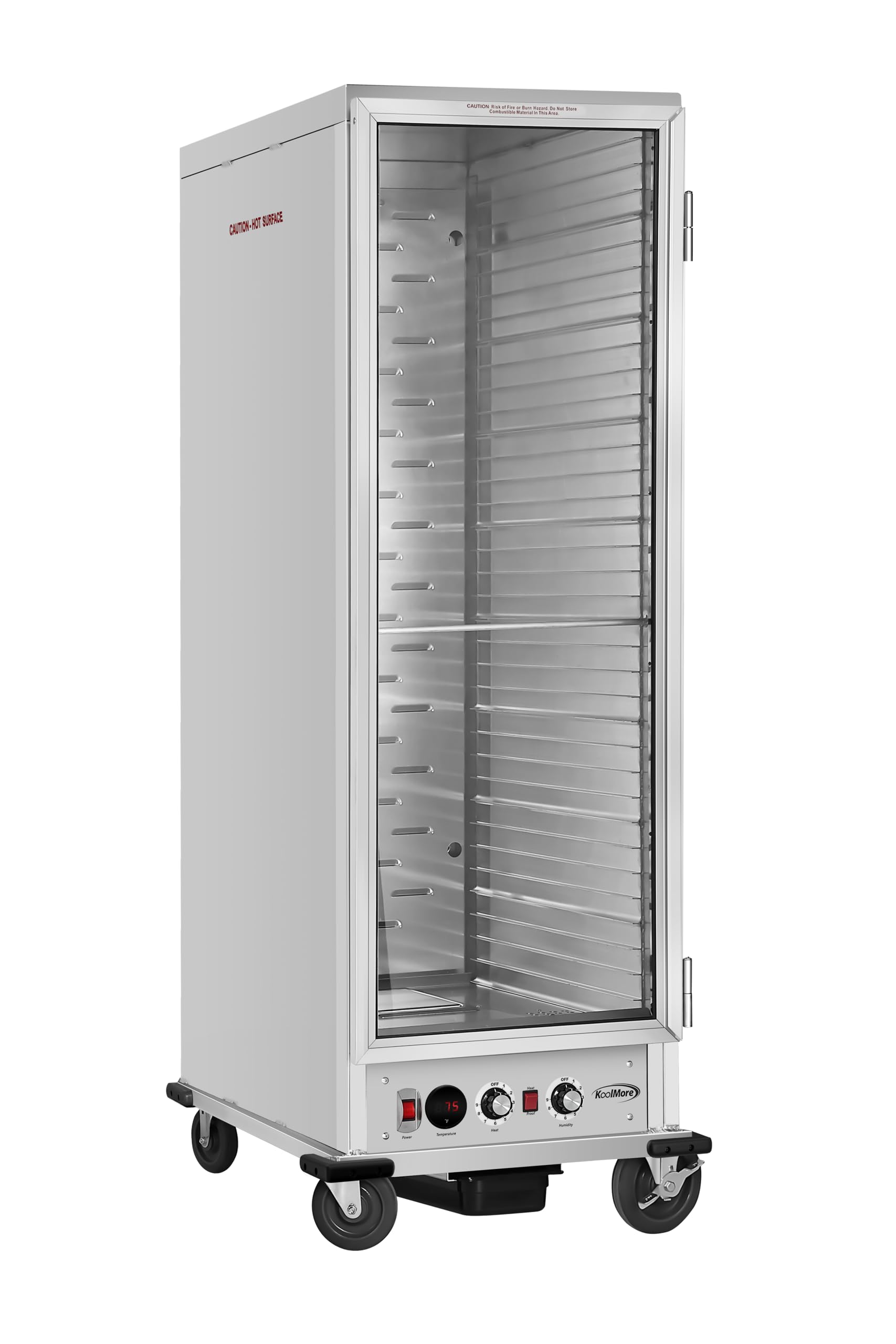 KoolMore 33 in. Commercial Insulated Heated Holding/Proofing Cabinet with Glass Door and 36-Pan Capacity in Silver, UL and NSF Listed (KM-CHP36-SIGL)