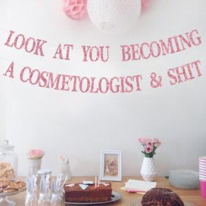 Future Cosmetologyist Banner, Cosmetology School Survivor, Straight Outta Cosmetology School Graduation Party Decorations Red Glitter, Congrats Grad 2024