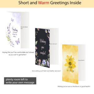 Nihuecne 24 Pack Floral Get Well Cards with Self-adhesive Envelopes, 4"x6" Boxed Prefilled Get Well Soon Greeting Note Cards to Friends, Relatives or Loved One, 24 Unique Designs