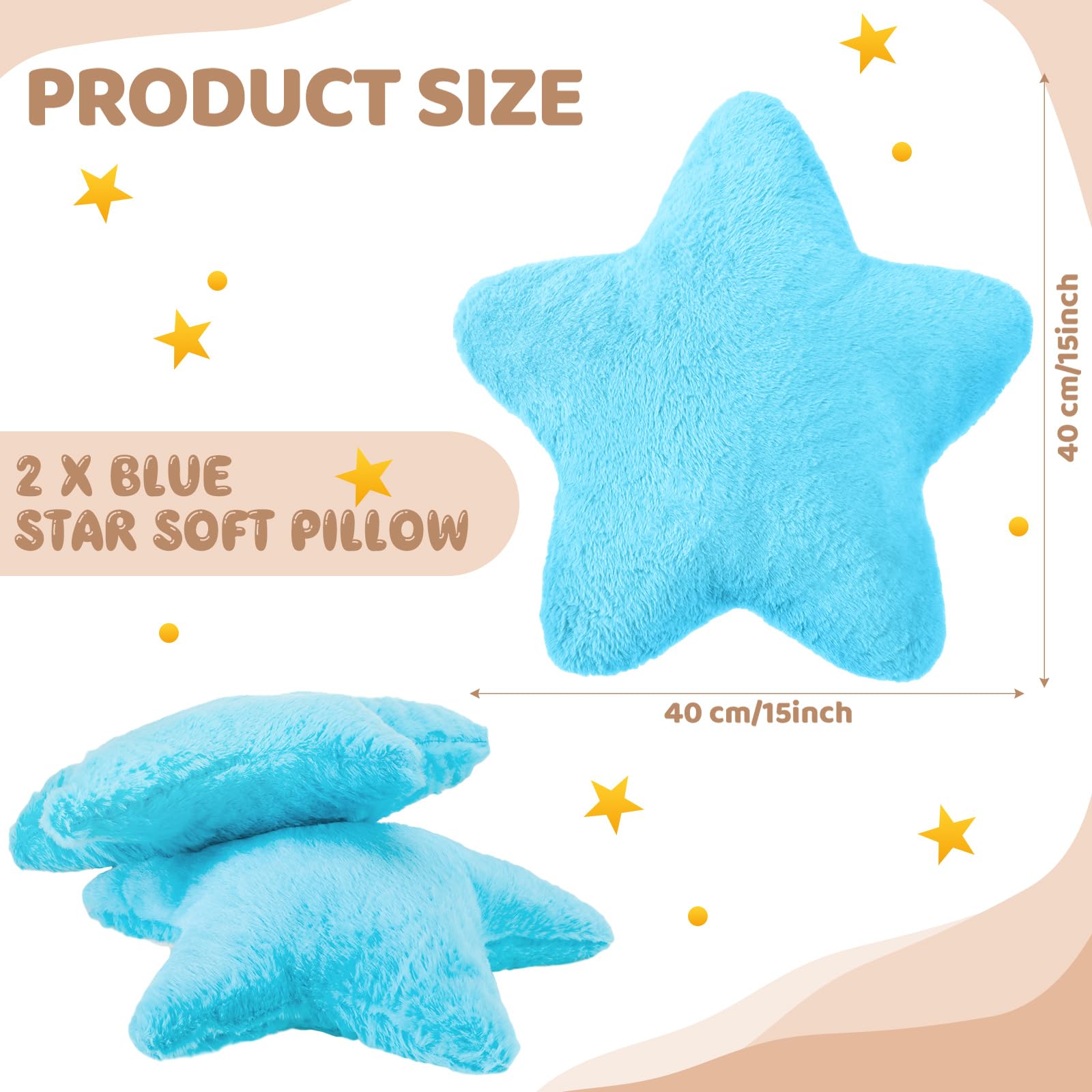 Sumind 2 Pcs 15.7 Inch Star Pillow Plush Star Throw Pillow Cute Pillows Aesthetic 3D Star Throw Stuffed Cushion Decorative Gift Room Decor for Bedroom Sofa Chair(Blue)