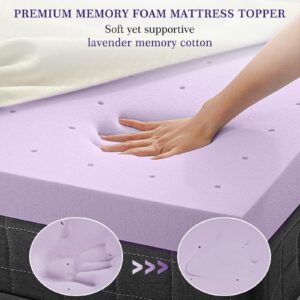 Chominty Full Mattress Topper Memory Foam, 4 Inch Mattress Topper Bed Topper for Pressure Relief, Breathable Mattress Pad with Removable & Washable Bamboo Cover, Non-Slip Design, CertiPUR-US