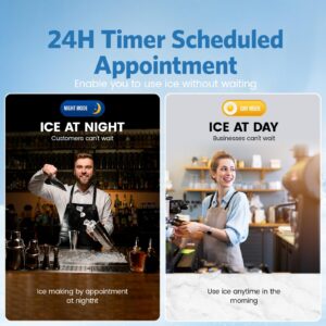 COWSAR Commercial Cube Ice Maker, Ice Maker Machine with LED Screen, 100lbs/24H, 45 Ice Cubes/Cycle, Automatic Water Supply Function, 48H Timer & Self-Cleaning, Ice Machine for Restaurant, Bars, Cafe