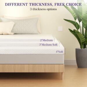 Chominty Full Mattress Topper Memory Foam, 4 Inch Mattress Topper Bed Topper for Pressure Relief, Breathable Mattress Pad with Removable & Washable Bamboo Cover, Non-Slip Design, CertiPUR-US