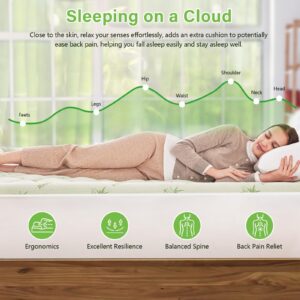 CYMULA King Size Mattress Topper Rayon Made from Bamboo Mattress Pad for Back Pain Relief, Breathable Cooling Pillow Top Mattress Topper for King Size Bed with 8-21" Deep Pocket