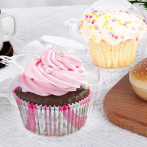 VGOODALL 120PCS Cupcake Holders, Cupcake Containers Individual Single Clear Cupcake Boxes Dome Lids for Cupcake Muffin Parties