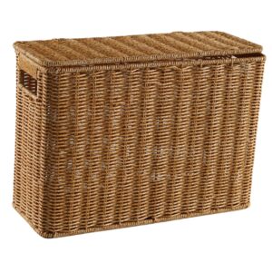 butifulsic rattan magazine basket with lid thin wicker storage decorative sundries organizer handle book newspaper rack