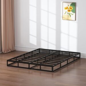 SHLAND Queen Box Spring 7 Inch Low Profile Box Spring Queen Size Bed Base, 3000 lbs Black Heavy Duty Metal Mattress Foundation with Easy Clean Fabric Cover,Easy Assembly