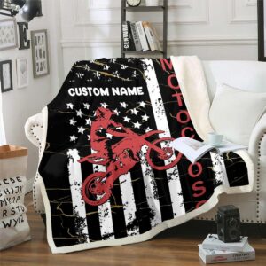 erosebridal custom name dirt bike throw blanket, american flag fleece blanket throw size,motocross rider extreme sport sherpa blanket united states federations stars fuzzy blanket for kids boys teens