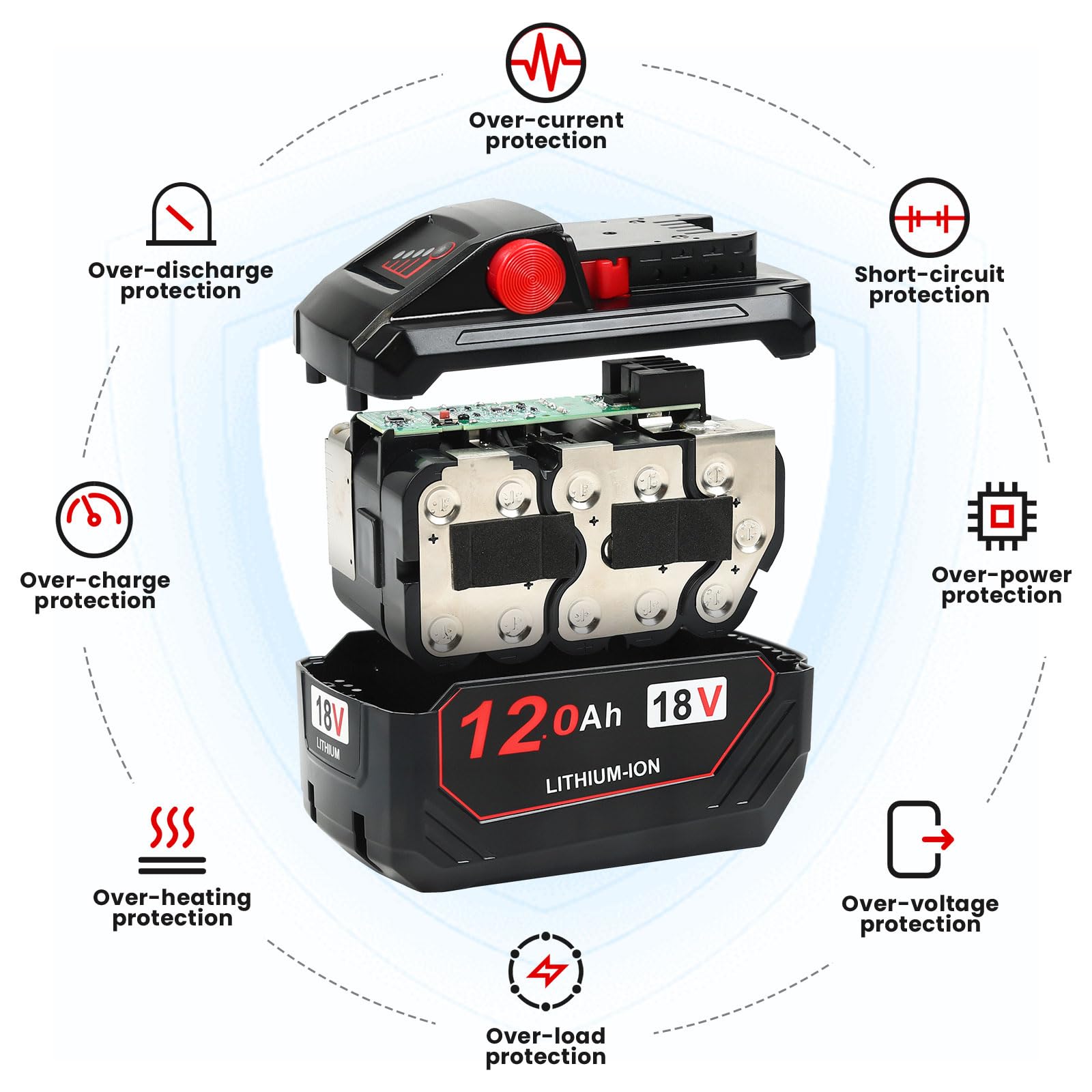 KOOMICY 12.0Ah 18V Replacement for Milwaukee M-18 Battery