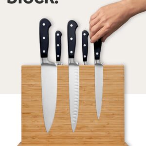 LARHN Magnetic Knife Block - Powerful Double-Sided Wooden Magnetic Knife Holder for up to 9″ Knives - Supplied as Empty Knife Block Without Knives