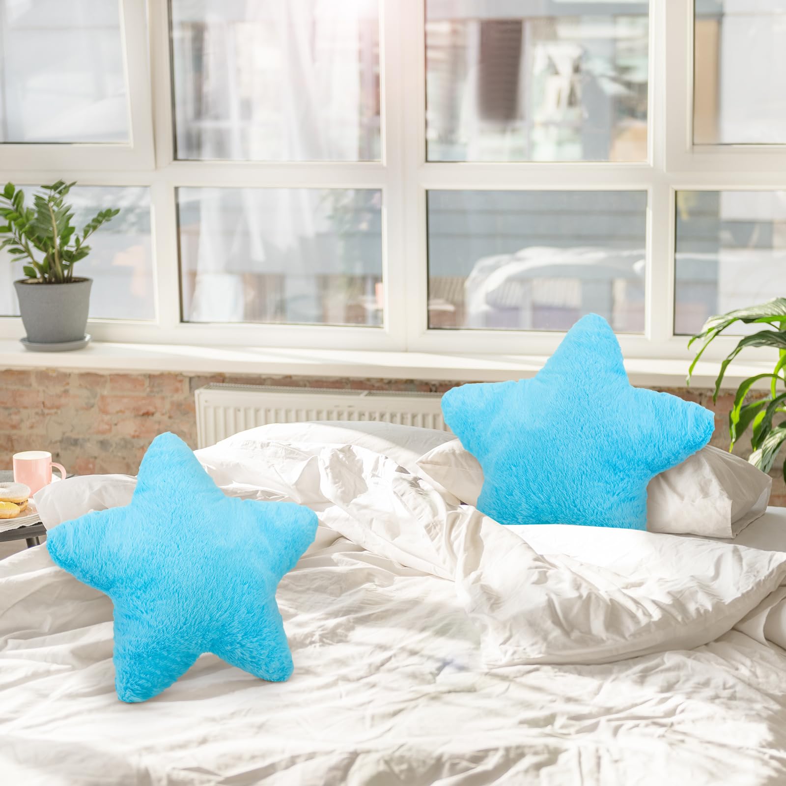 Sumind 2 Pcs 15.7 Inch Star Pillow Plush Star Throw Pillow Cute Pillows Aesthetic 3D Star Throw Stuffed Cushion Decorative Gift Room Decor for Bedroom Sofa Chair(Blue)