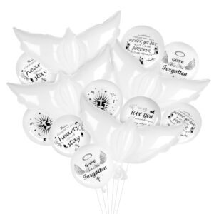 4pcs white dove balloons and 35pcs memorial balloons to release in sky biodegradable balloons for release happy heavenly birthday balloon for condolence, funeral, anniversary, remembrance services