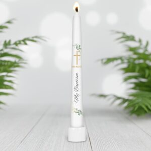 Baptism Taper Candle, Unique Taper Candles, Unscented White Premium Wax, Great for Religious Celebration, Christening, Confirmation, Special Events or Gift, Velas de Bautizo (Baptism)