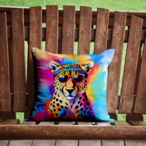 Caroline's Treasures DAC3969PW1414 Hippie Animal Cheetah Throw Pillow Machine Washable, Indoor Outdoor Decorative Pillow for Couch, Bed or Patio, 14Hx14W