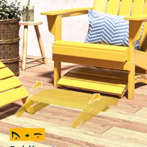 BUPPLEE Folding Adirondack Ottoman for Adirondack Chair, HDPE All Weather Outdoor Footrest Poly Lumber Adirondack Footstool for Patio, Backyard, Garden, Easily Storage - Yellow