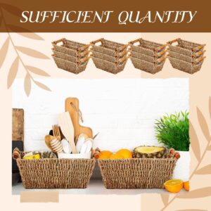 Marsui 12 Pcs Small Wicker Baskets for Gifts Empty Hand Woven Seagrass Rattan Towel Baskets for Bathroom Bin Organizer Shelf Pantry Baskets for Gifts Storage Towel Kitchen Toilet Living Room (Brown)