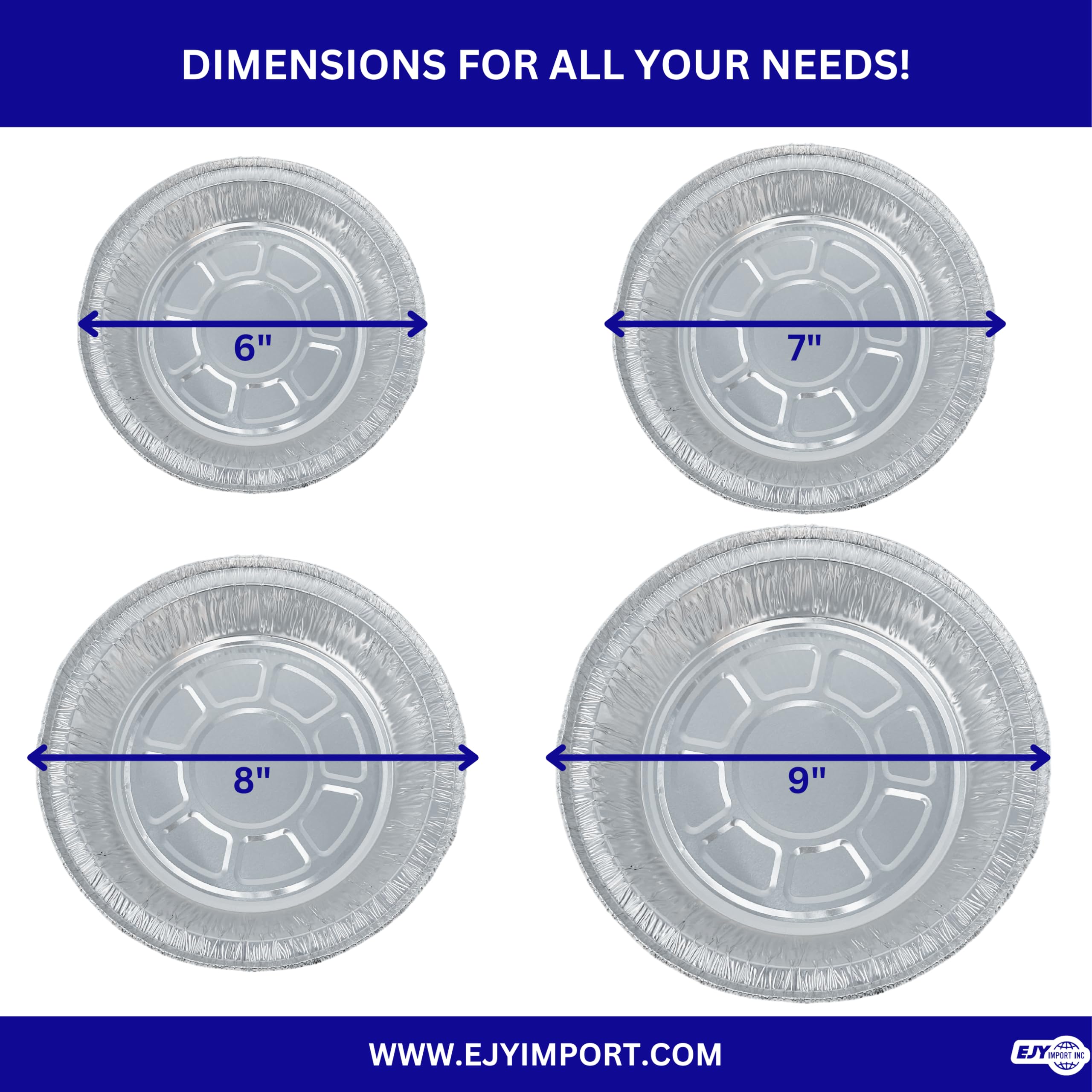 EJY IMPORT Round Disposable Aluminum Foil Pans With Clear Dome Lids (50, 6" Pan W/Dome Lids Set)