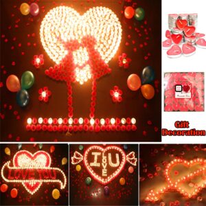 xlehoely 50 Pack Tea Light Candles,Heart Shaped Unscented Tealight Candles,Romantic Love Smokeless Tea Lights Candles,Dripless & Long Lasting Tea Candles for Mood,Romantic Decor,Pool,Dinners (Red)