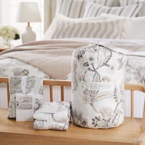 Levtex Home - Ophelia Blush Duvet Cover Set - King Duvet Cover + Two King Pillow Cases - Floral - Taupe Grey Cream Blush - Duvet Cover (106 x 94in.) and Pillow Case (36 x 20in.) - Rayon