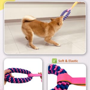 CaBYbigG Dog Rope Toys,Pink Ring Dog Toy with Rope,Dog Dental Teeth Cleaning Toys,Tug of War Dog Toy for Large Dogs