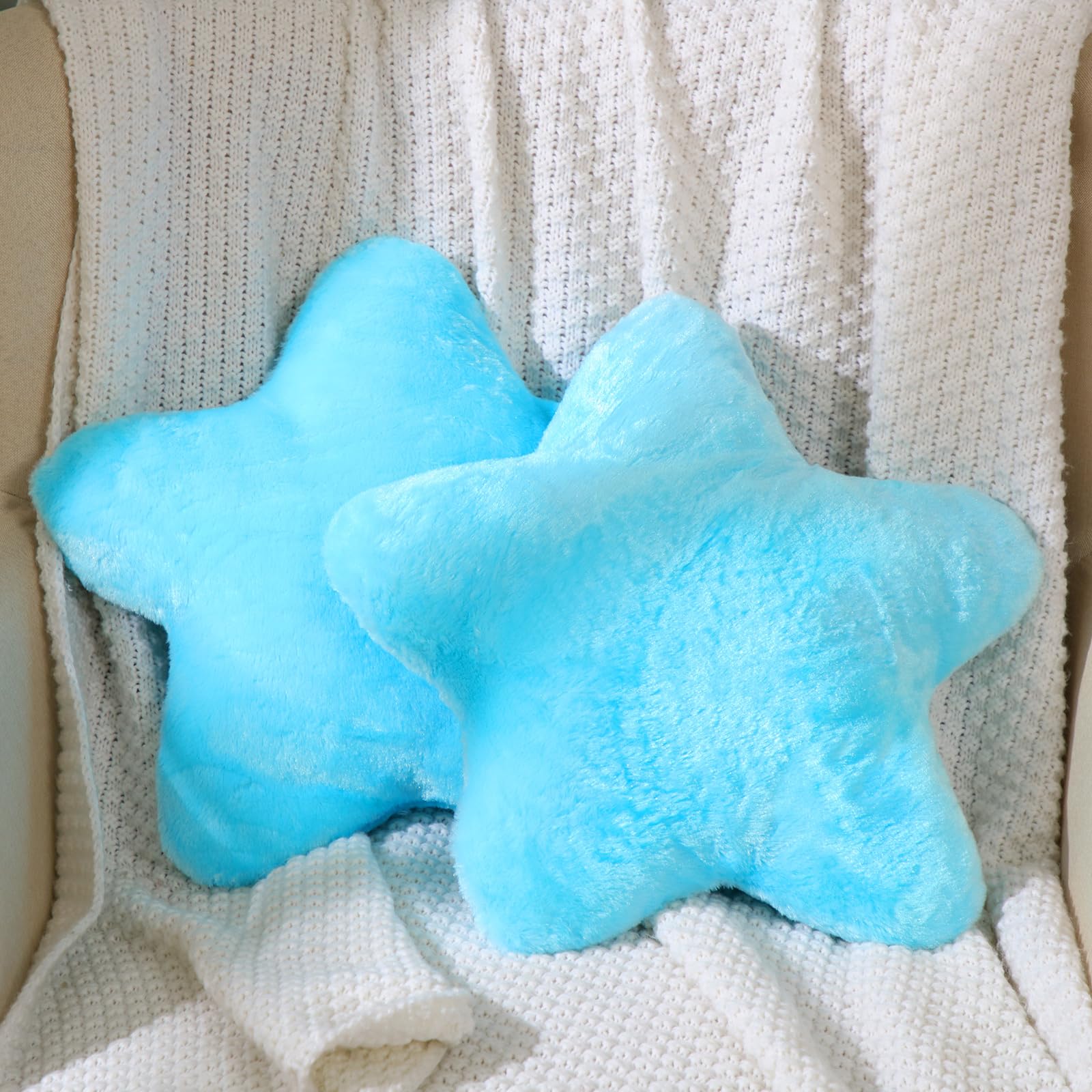 Sumind 2 Pcs 15.7 Inch Star Pillow Plush Star Throw Pillow Cute Pillows Aesthetic 3D Star Throw Stuffed Cushion Decorative Gift Room Decor for Bedroom Sofa Chair(Blue)