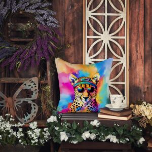 Caroline's Treasures DAC3969PW1414 Hippie Animal Cheetah Throw Pillow Machine Washable, Indoor Outdoor Decorative Pillow for Couch, Bed or Patio, 14Hx14W