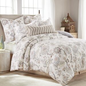 Levtex Home - Ophelia Blush Duvet Cover Set - King Duvet Cover + Two King Pillow Cases - Floral - Taupe Grey Cream Blush - Duvet Cover (106 x 94in.) and Pillow Case (36 x 20in.) - Rayon