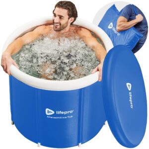 lifepro portable ice bath tub with cover and storage bag - home & travel ice bath tub for athletes and adults, durable cold plunge tub for home therapy sessions, outdoor ice bath cold water plunge tub