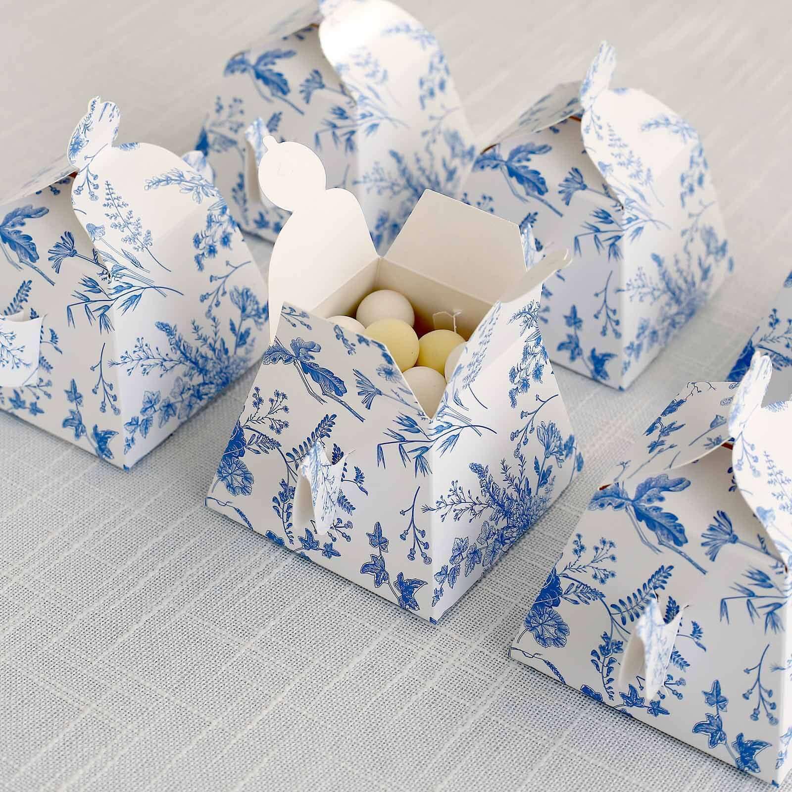 Efavormart 25 Pack White Blue Mini Teapot Gift Boxes with Chinoiserie Floral Print, Tea Time Party Favor Boxes - 5"x4"