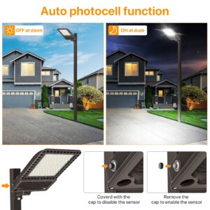 DEMILARE 400W LED Parking Lot Light, 60000LM LED Shoebox Light with 5000K Daylight IP65 100-277V, 150LM/W Dusk to Dawn LED Outdoor Light for Stadium, Roadway