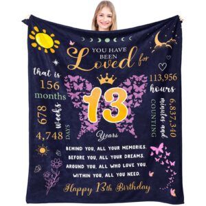 zvzmzy happy 13th birthday gifts for girls throw blanket 60"x 50", birthday gifts for 13 year old girls, teen girl gifts 13 year old, 13 yr old birthday gift ideas, birthday present for girls age 13