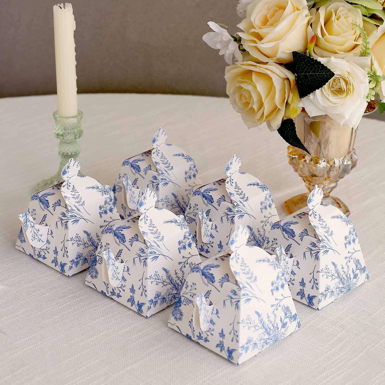 Efavormart 25 Pack White Blue Mini Teapot Gift Boxes with Chinoiserie Floral Print, Tea Time Party Favor Boxes - 5"x4"