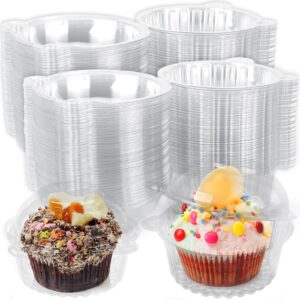 vgoodall 120pcs cupcake holders, cupcake containers individual single clear cupcake boxes dome lids for cupcake muffin parties