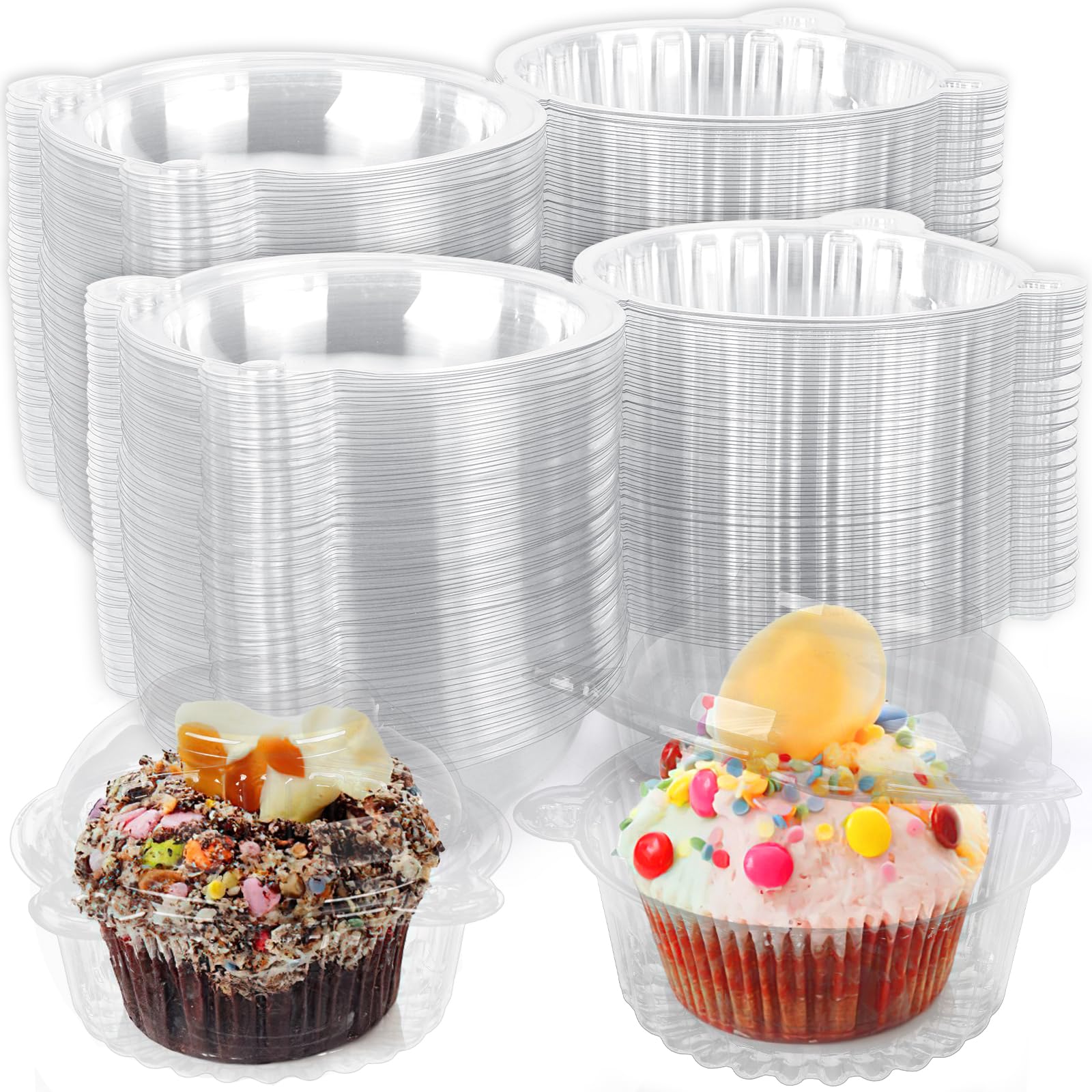 VGOODALL 120PCS Cupcake Holders, Cupcake Containers Individual Single Clear Cupcake Boxes Dome Lids for Cupcake Muffin Parties