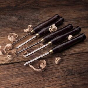 Urbansential Woodworking HSS Wood Turning Tools Lathe Chisel Set of 5 pcs Mini with Wooden Box, Ideal for Pen Turning and Small Projects