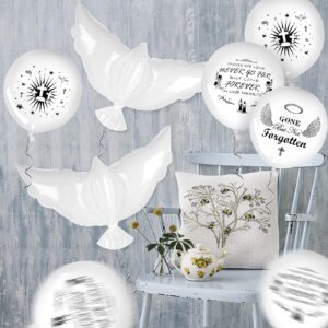 4PCS White Dove Balloons and 35PCS Memorial Balloons to Release in Sky Biodegradable Balloons for Release Happy Heavenly Birthday Balloon for Condolence, Funeral, Anniversary, Remembrance Services