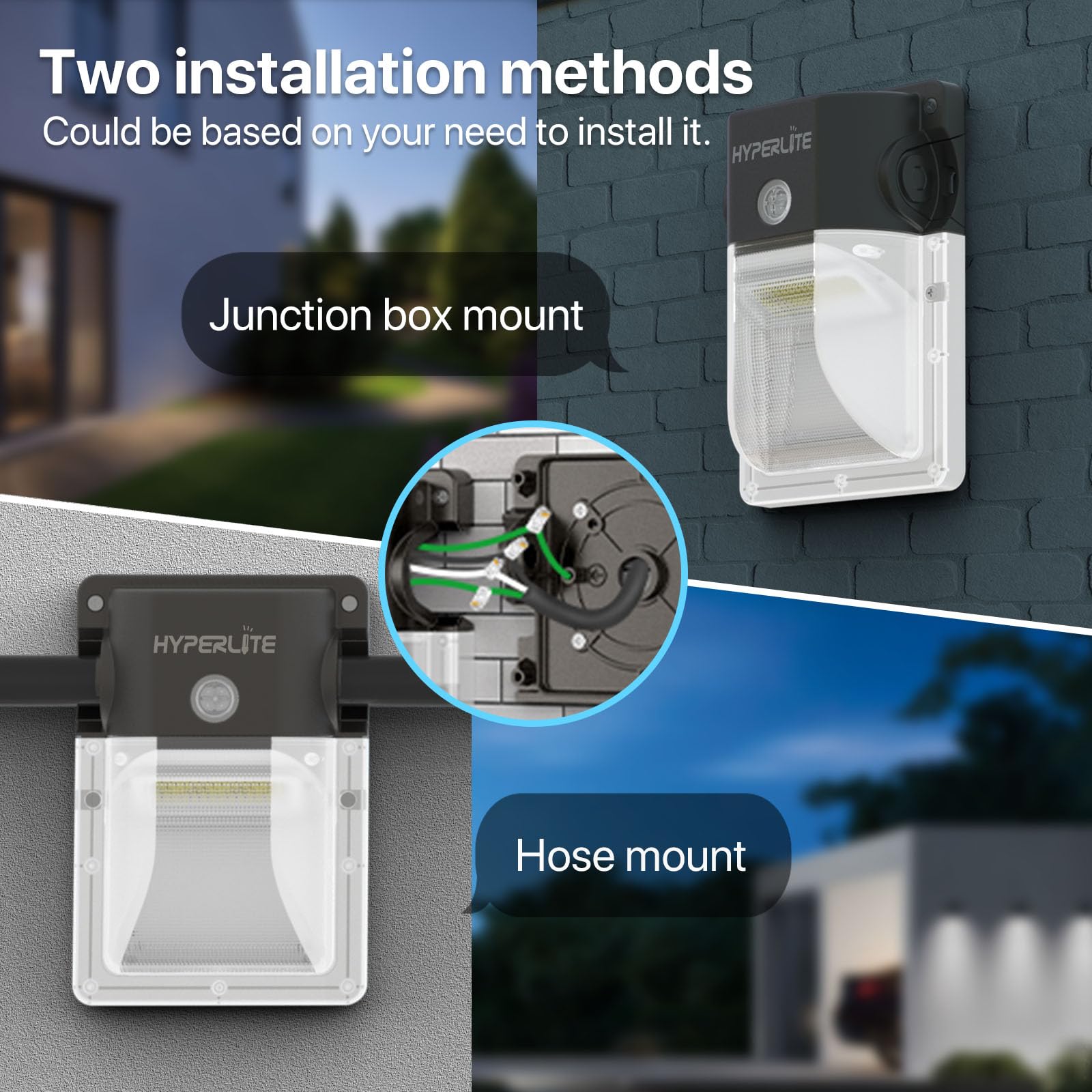 HYPERLITE LED Wall Pack 30W: 2Pack 3600lm 5000K Wall Pack LED Exterior Light, LED Wall Pack Light with Dusk to Dawn Photocell for House, Garage, Door, Yard, Porch, Home, Patio, Deck